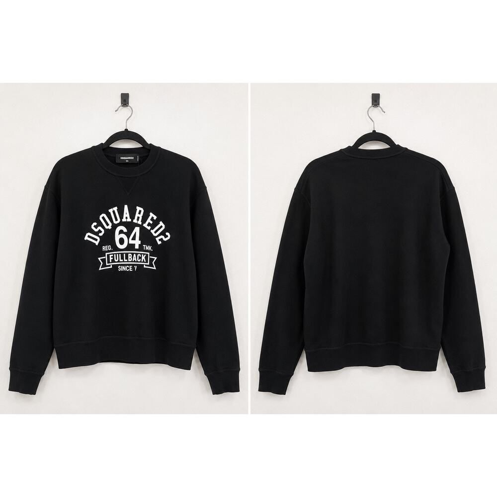 Dsquared2 Black Logo Graphic Crewneck Sweatshirt XS NWT Made in Italy